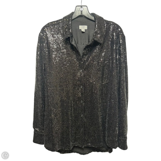 Sequin Top Long Sleeve By Crown And Ivy In Black, Size: L