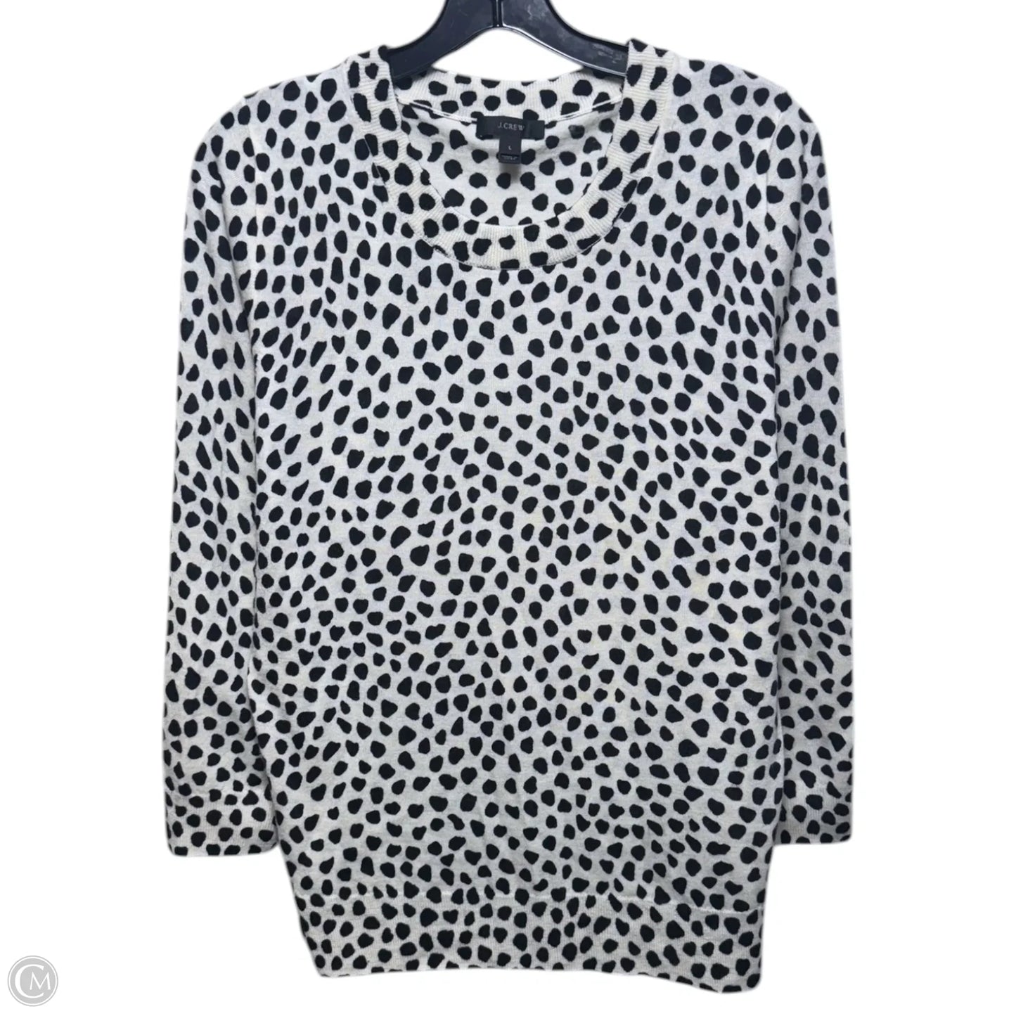 Merino Wool Sweater By J. Crew In Black & Cream, Size: L