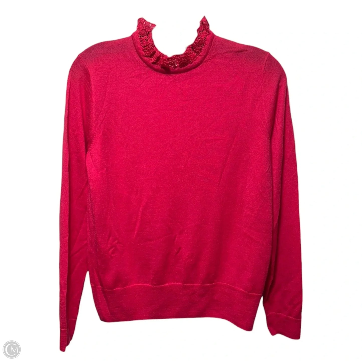 Tippi Lace Collar Merino Wool Sweater By J. Crew In Pink, Size: S