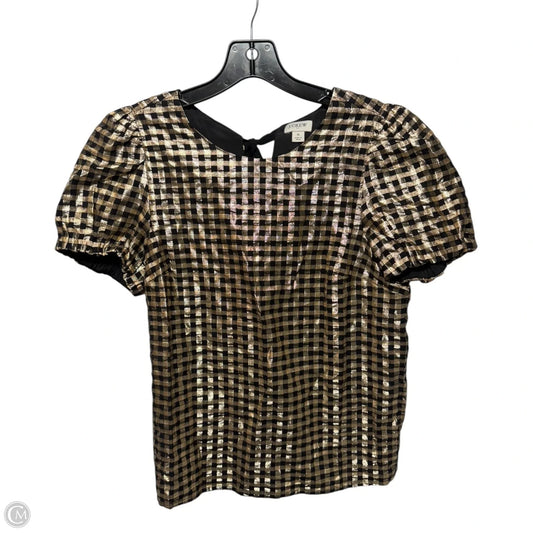 Metallic Top Short Sleeve By J. Crew In Checkered Pattern, Size: S