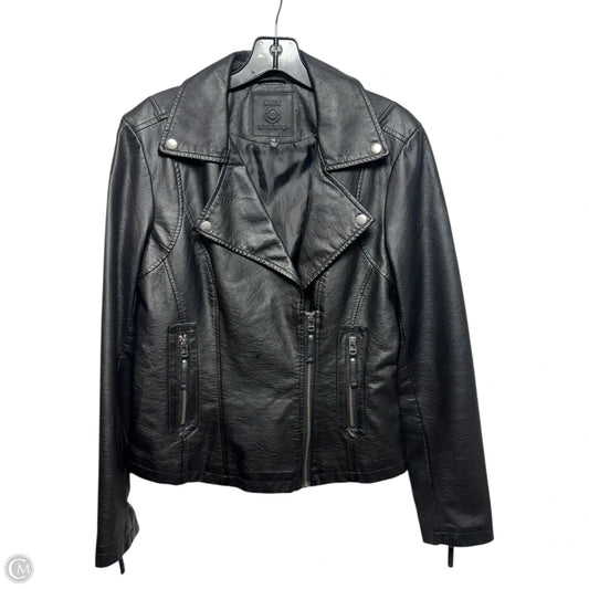 Faux Leather Jacket Moto By Max Studio In Black, Size: M