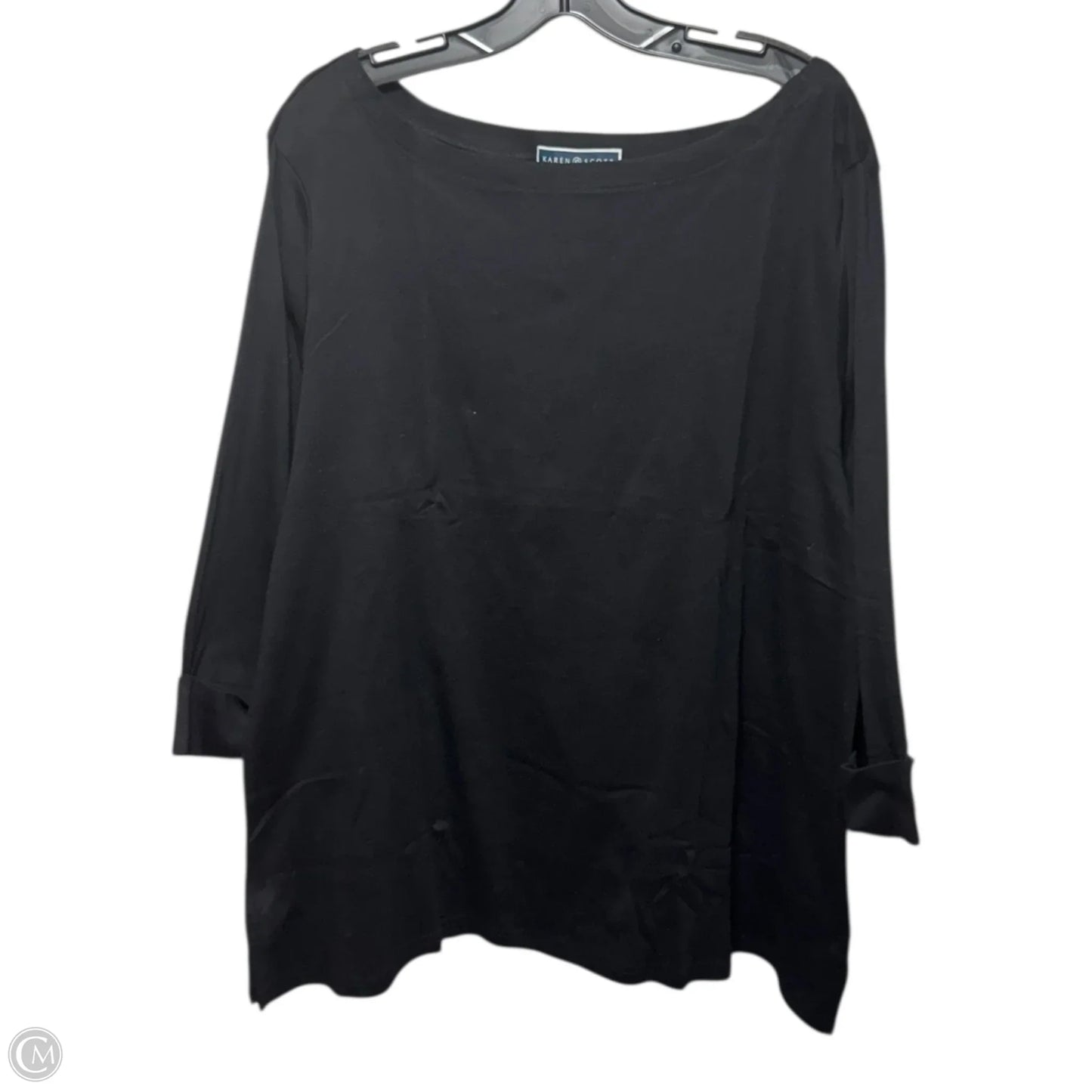 Top Long Sleeve Basic By Karen Scott In Black, Size: 3x