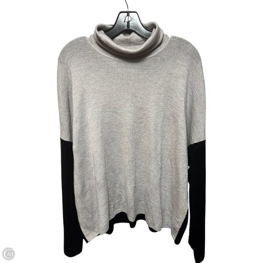 Merino Wool Sweater By Eileen Fisher In Black & Grey, Size: Xl