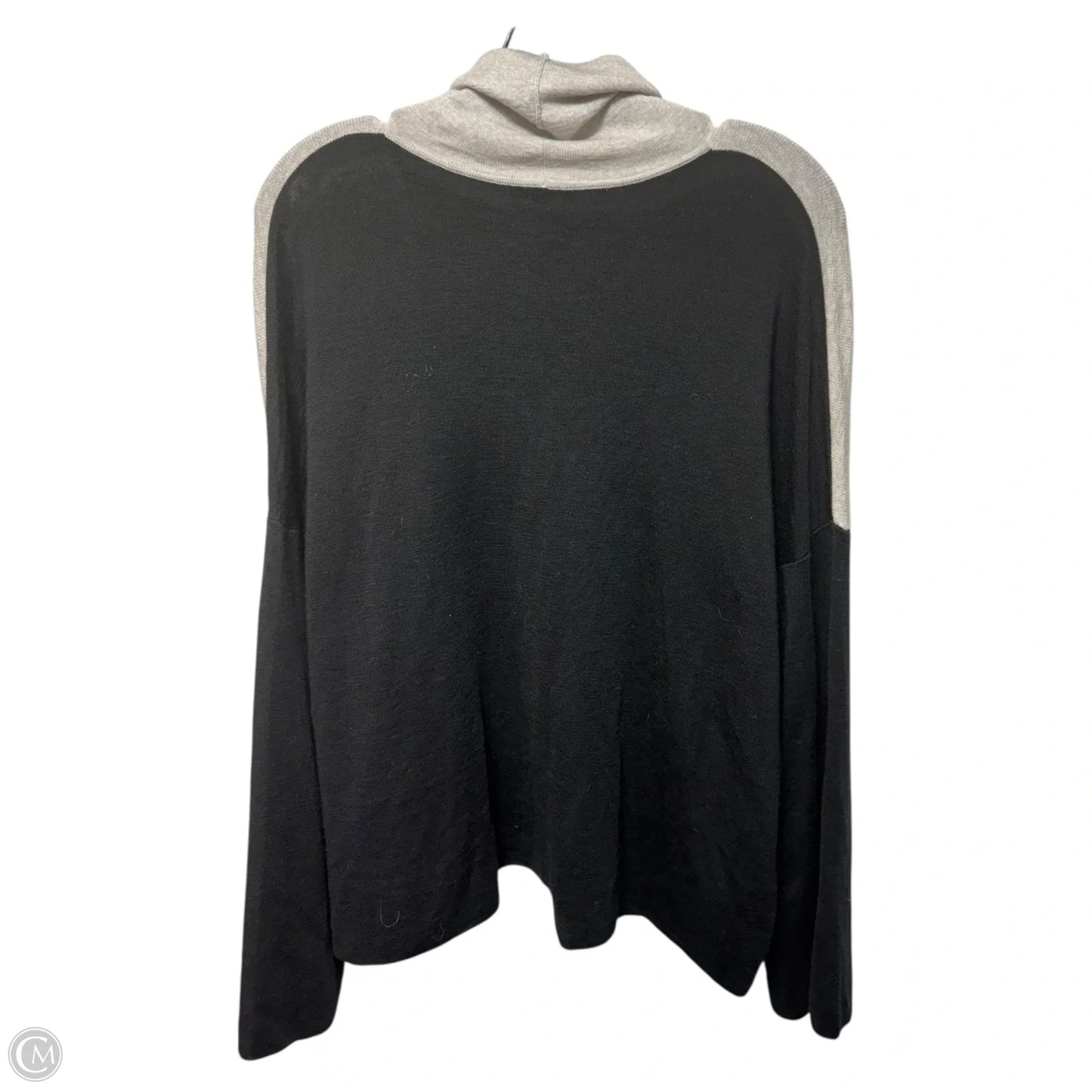 Merino Wool Sweater By Eileen Fisher In Black & Grey, Size: Xl