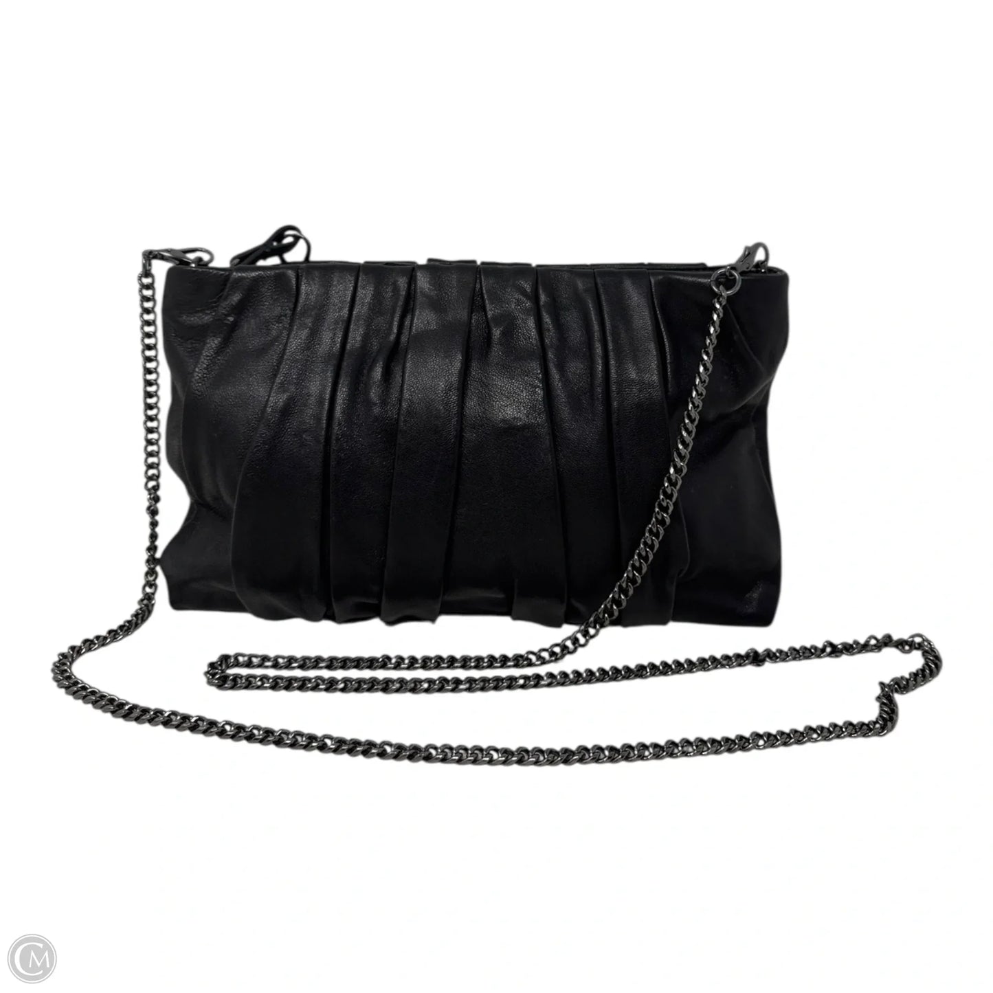 Gathered Leather Chain Strap By Halston Heritage, Size: Medium