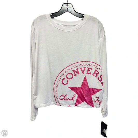 Athletic Top Long Sleeve Crewneck By Converse In Pink & White, Size: Xl