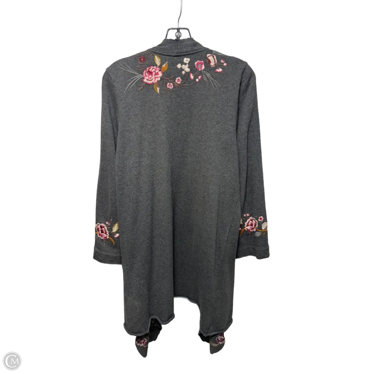 Isla Floral Embroidered Draped Cardigan By Johnny Was In Grey, Size: M