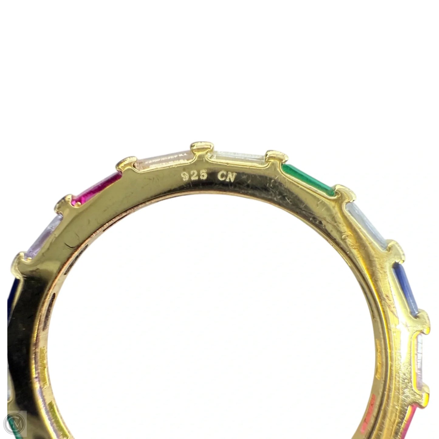 Gold Over Sterling Silver Baguette Cut Multi Stone Eternity Band Ring, Size: 7