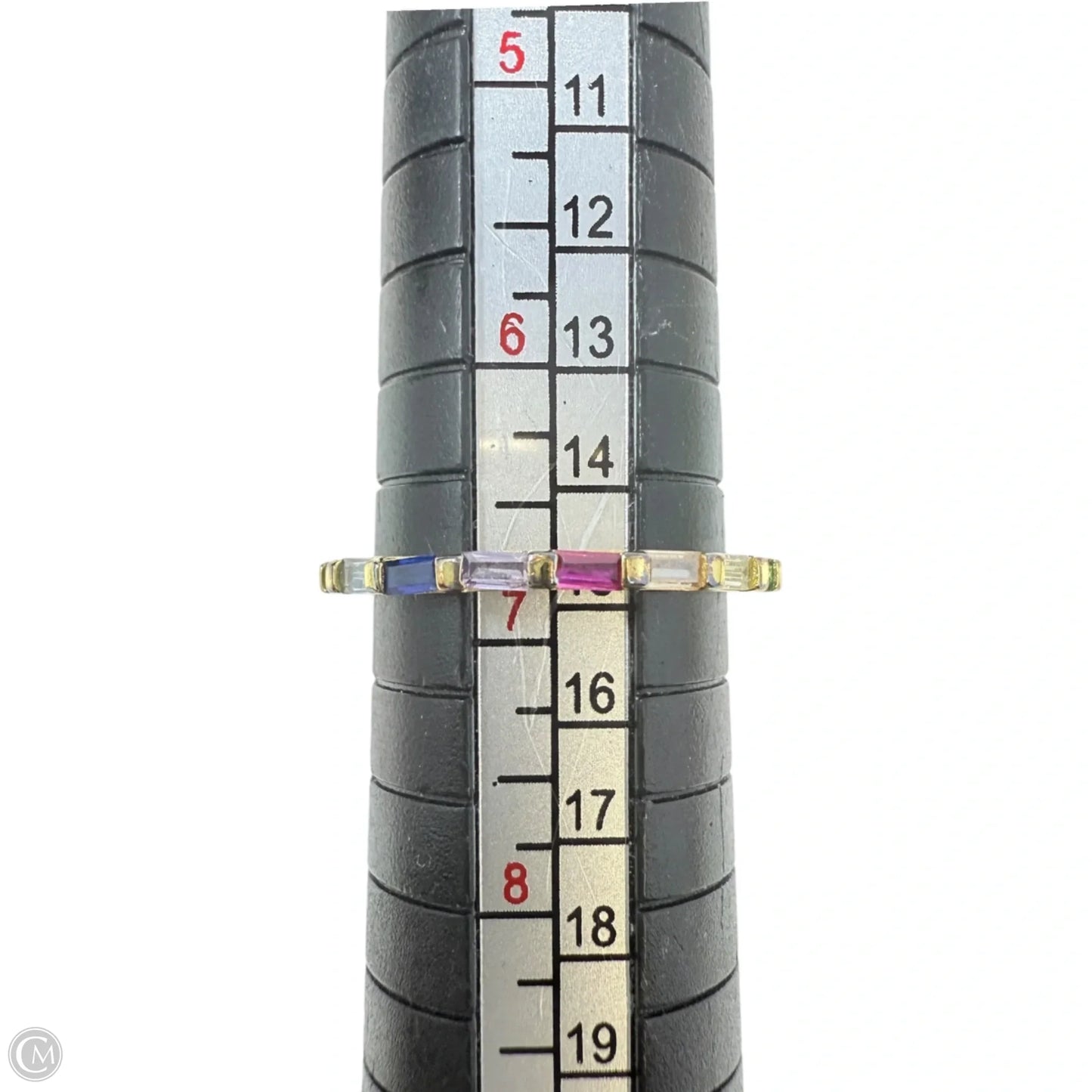 Gold Over Sterling Silver Baguette Cut Multi Stone Eternity Band Ring, Size: 7