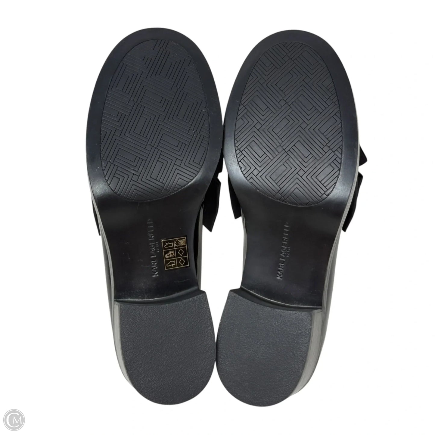 Camilia Bow Slip-On Loafers Designer By Karl Lagerfeld In Black, Size: 9