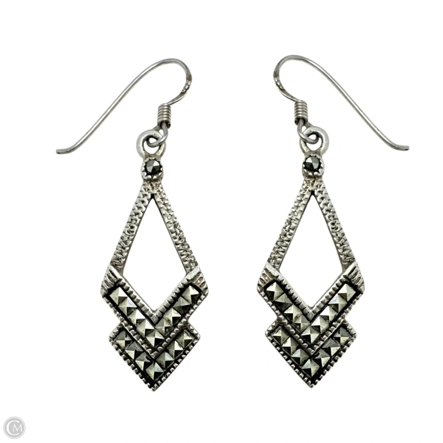 Art Deco Sterling Silver & Marcasite Dangle Earrings