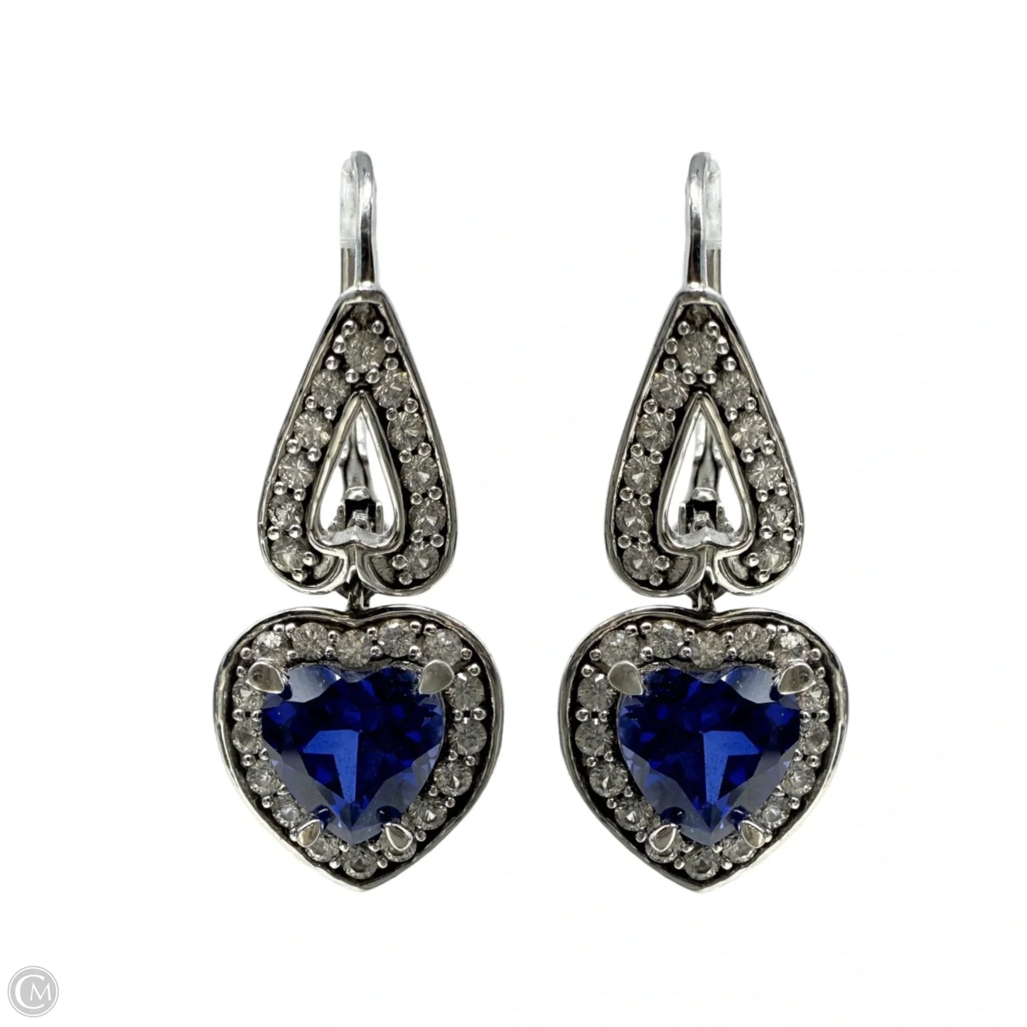 Lab-Created Blue & White Sapphire Sterling Silver Heart Drop Earrings By Stella Grace