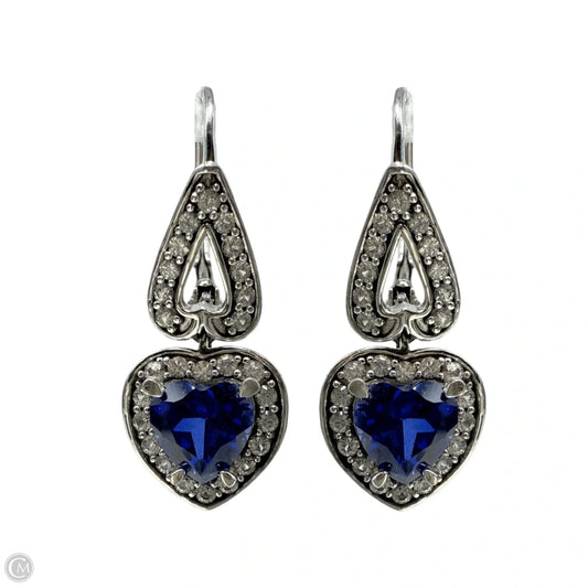 Lab-Created Blue & White Sapphire Sterling Silver Heart Drop Earrings By Stella Grace