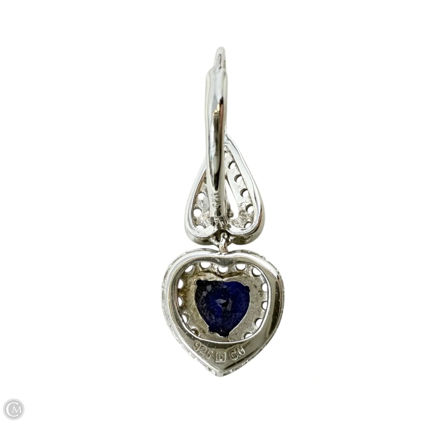 Lab-Created Blue & White Sapphire Sterling Silver Heart Drop Earrings By Stella Grace