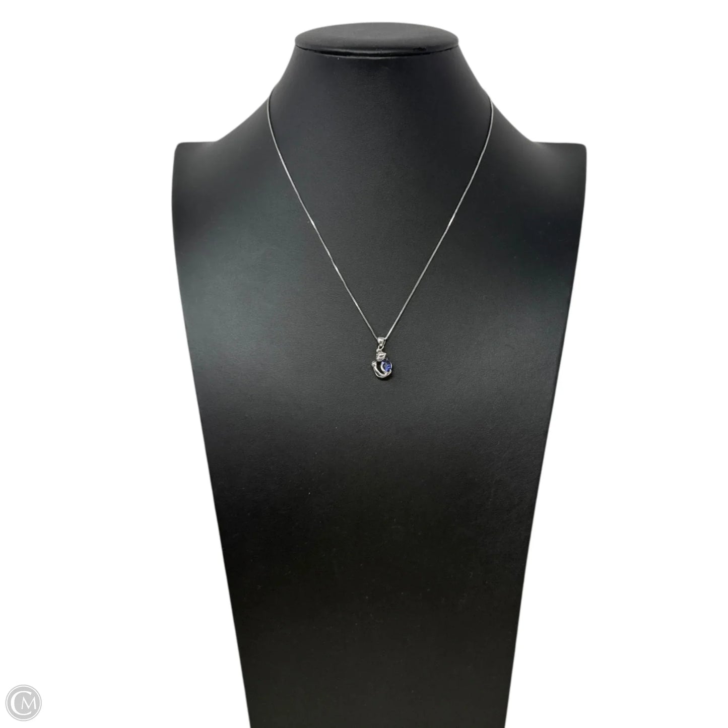 Sterling Silver & Sapphire CZ Cat Necklace