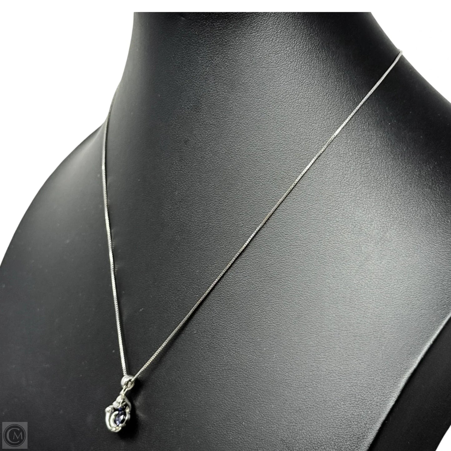 Sterling Silver & Sapphire CZ Cat Necklace