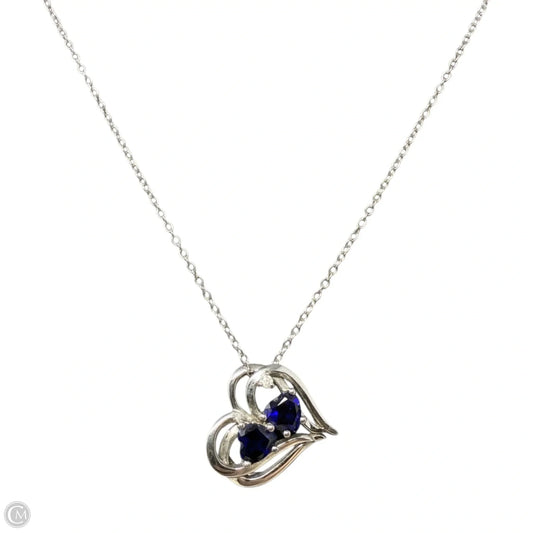 Sterling Silver Lab Created Sapphire and Diamond Heart Necklace By Miadora