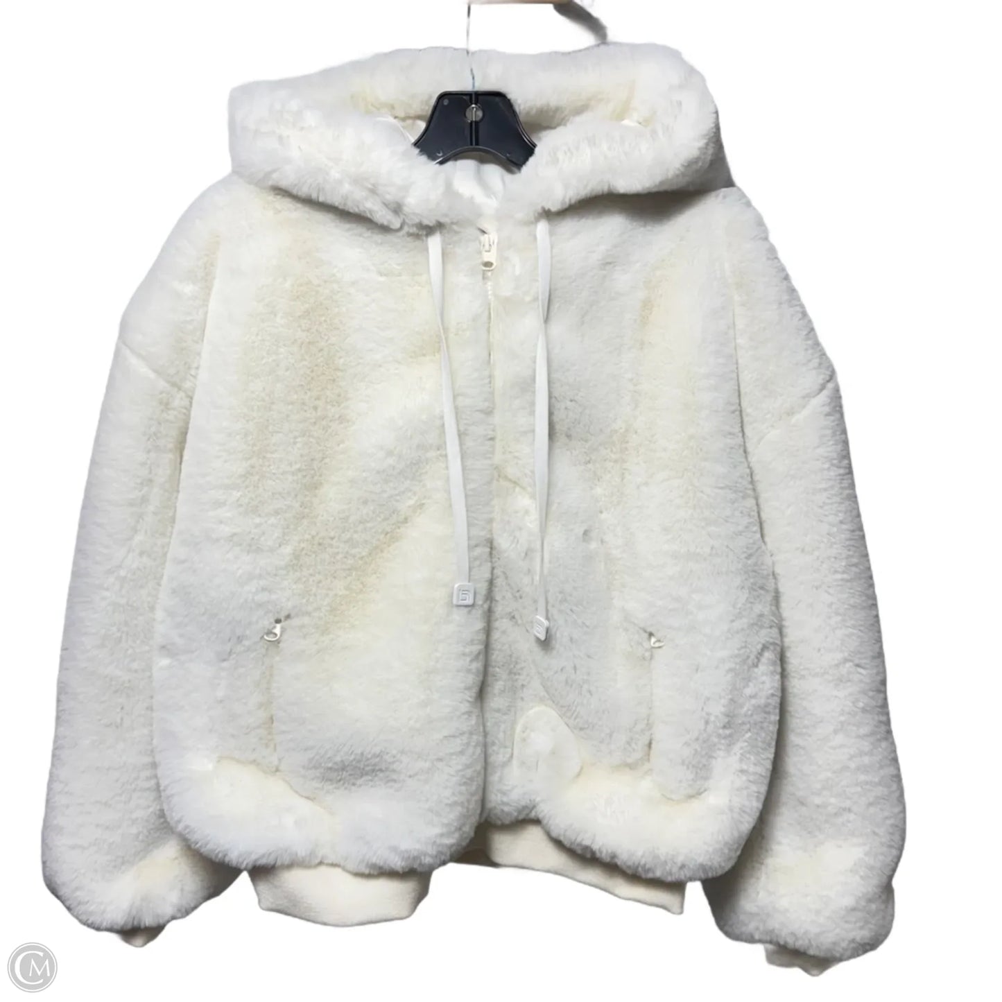 Hooded Jacket Faux Fur & Sherpa By Blanc Noir In White, Size: L
