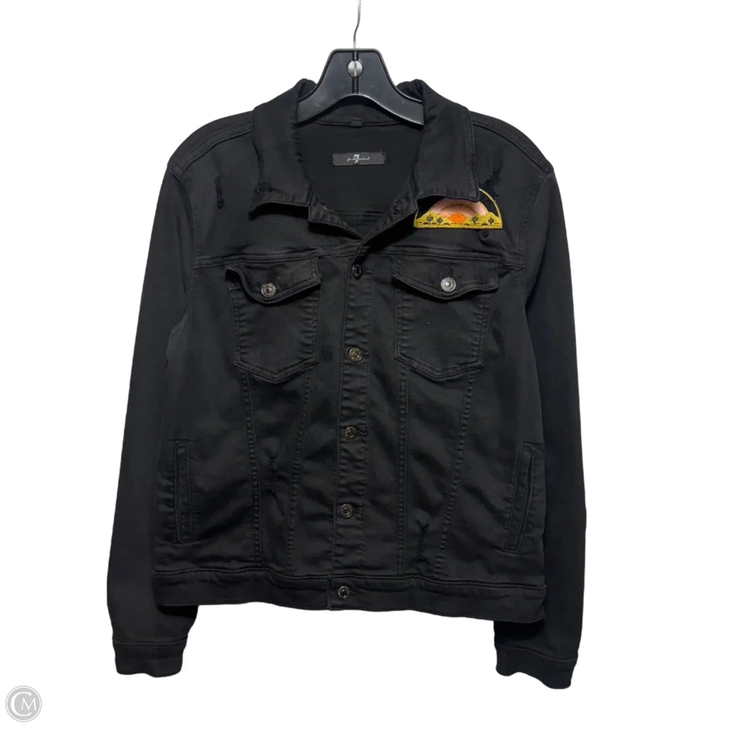 Jacket Denim By 7 For All Mankind In Black Denim, Size: L
