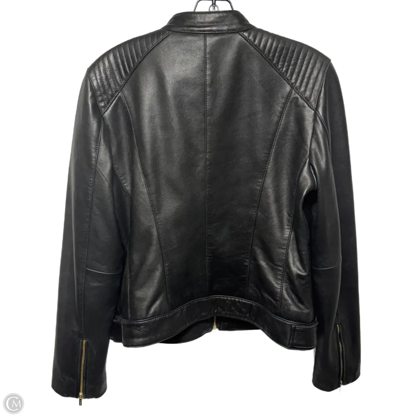 Jacket Leather By Cole-haan In Black, Size: M
