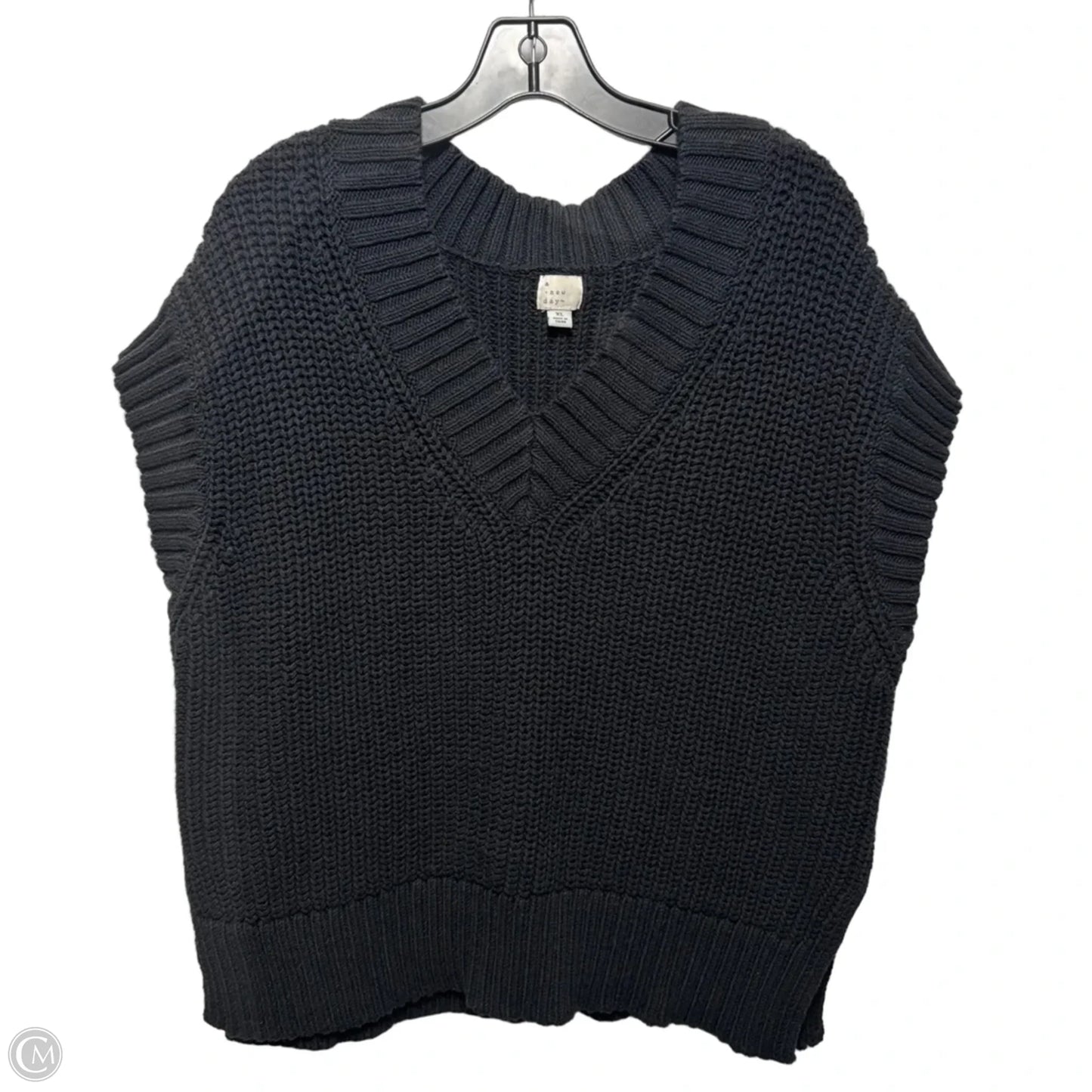 Vest Sweater By A New Day In Black, Size: Xl