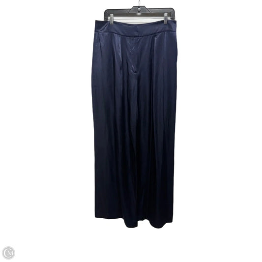 Satin Tailored Wide Leg Flood Length Trouser By Ted Baker In Navy, Size: 10