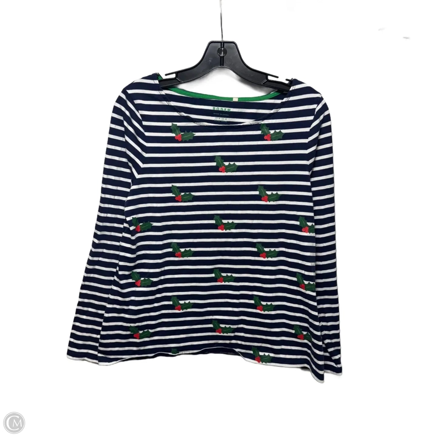 Mistletoe Top Long Sleeve By Boden In Striped Pattern, Size: 12