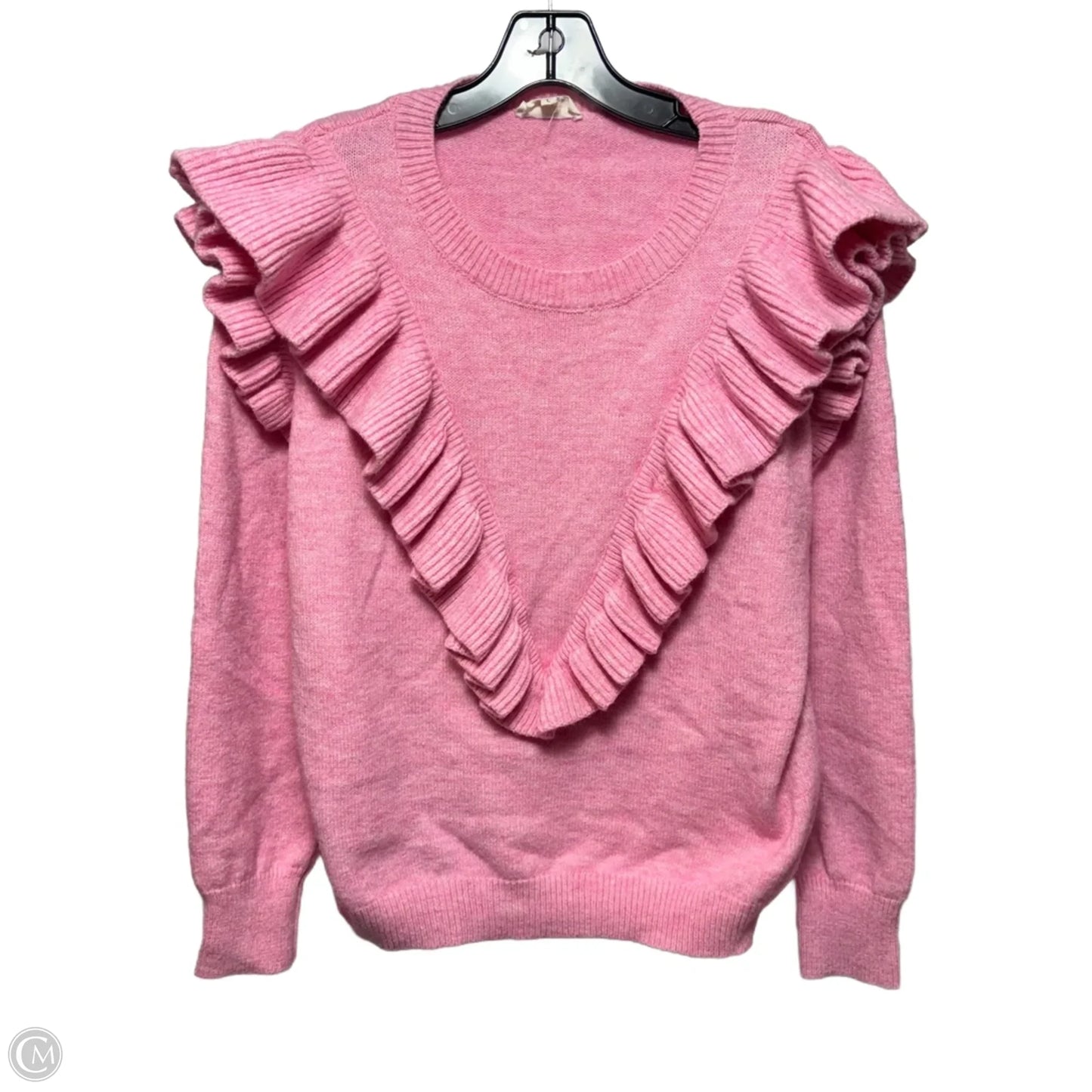 Ruffle Sweater By Entro X Anthropologie In Pink, Size: L