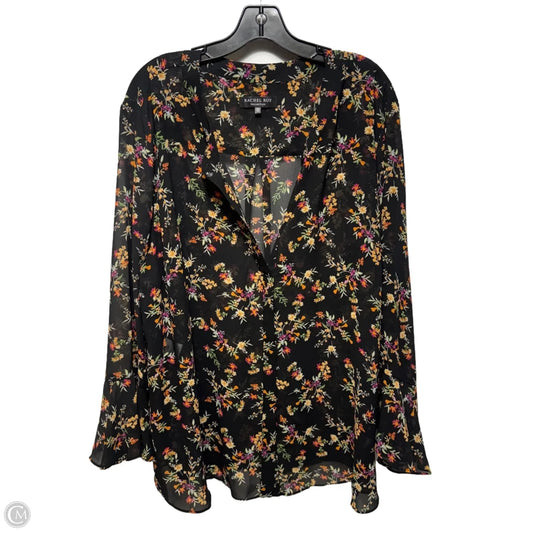 Sheer Top Long Sleeve By Rachel Roy In Floral Print, Size: 3x