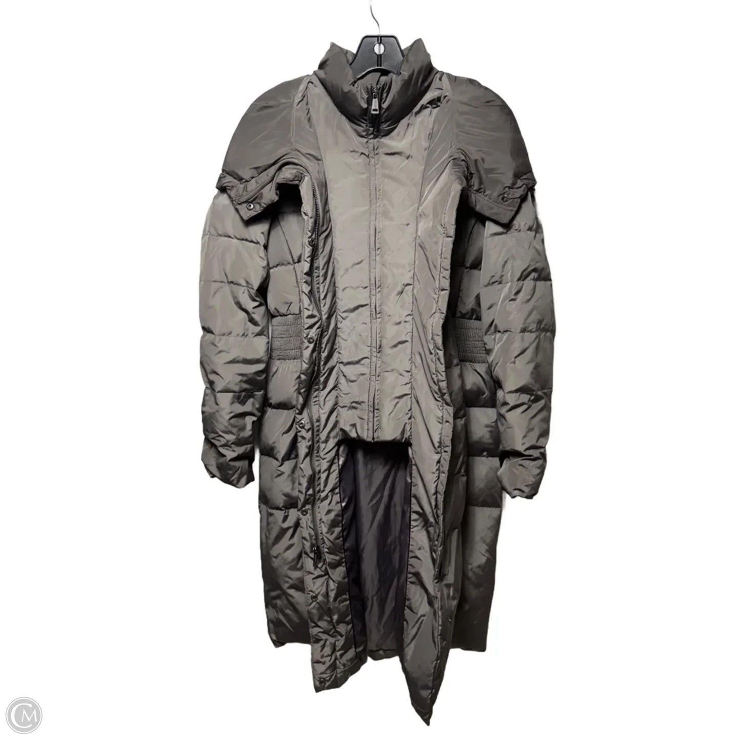 Bib Insert Down & Feather Fill Coat By Cole-haan In Grey, Size: M