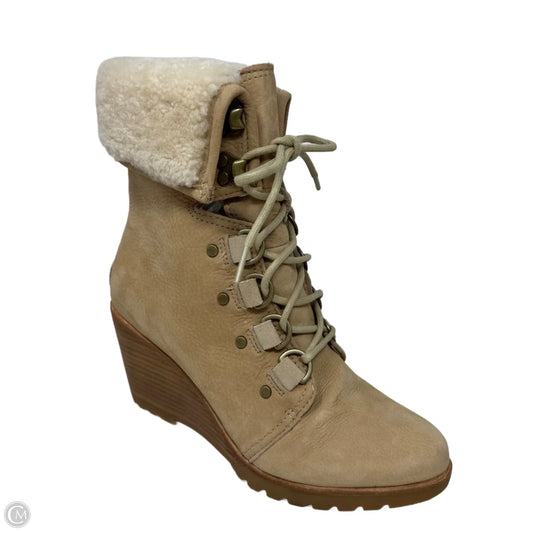 After Hours Lace Shearling Boots By Sorel In Cream, Size: 8
