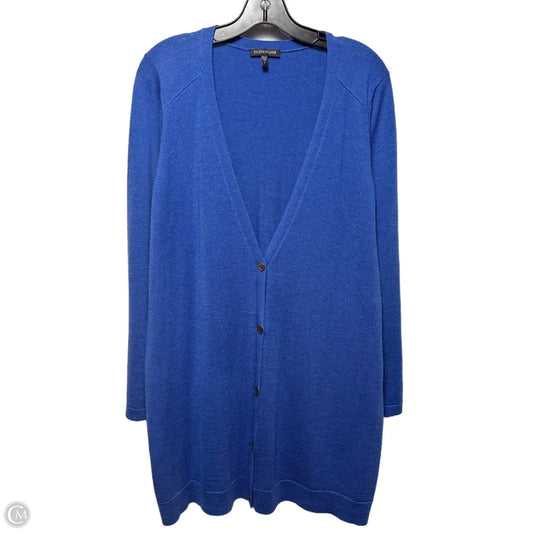 Merino Wool Sweater Cardigan By Eileen Fisher In Blue, Size: Xl