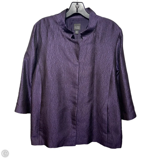 Silk Blazer By Eileen Fisher In Purple, Size: L