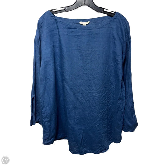 Linen Top Long Sleeve By Eileen Fisher In Blue, Size: L