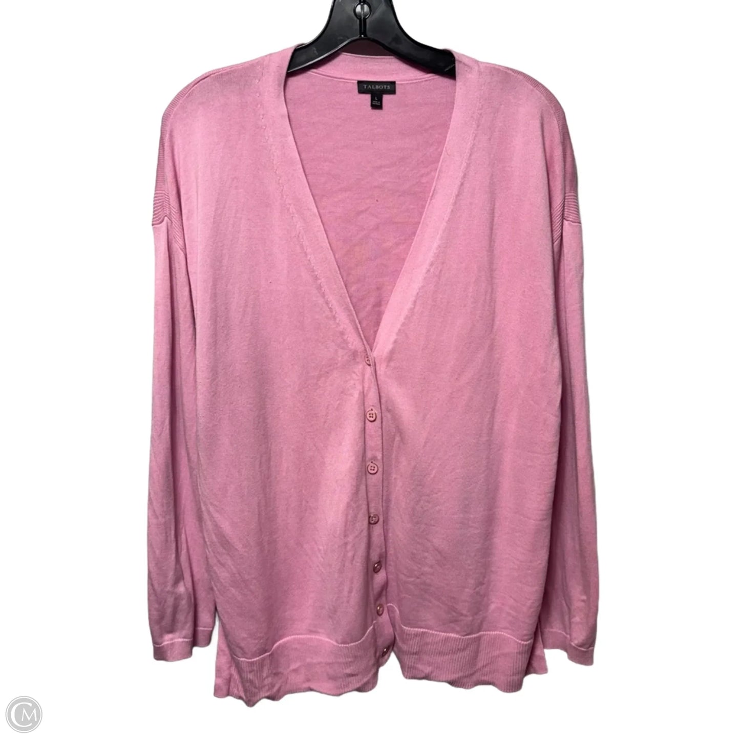 Sweater Cardigan By Talbots In Pink, Size: L
