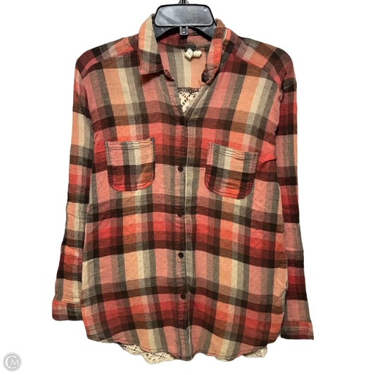 Top Long Sleeve By We The Free In Plaid Pattern, Size: M