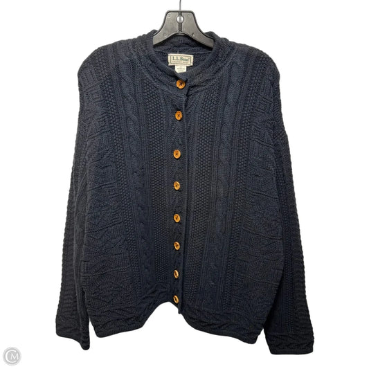 Cotton Sweater Cardigan By L.l. Bean In Navy, Size: L