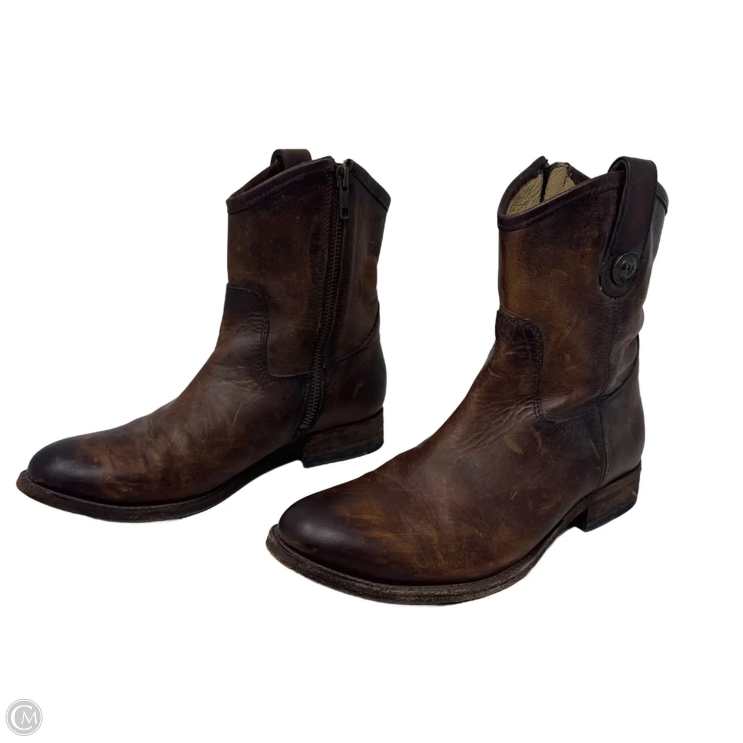 Melissa Button Short Boots Designer By Frye In Brown, Size: 6.5