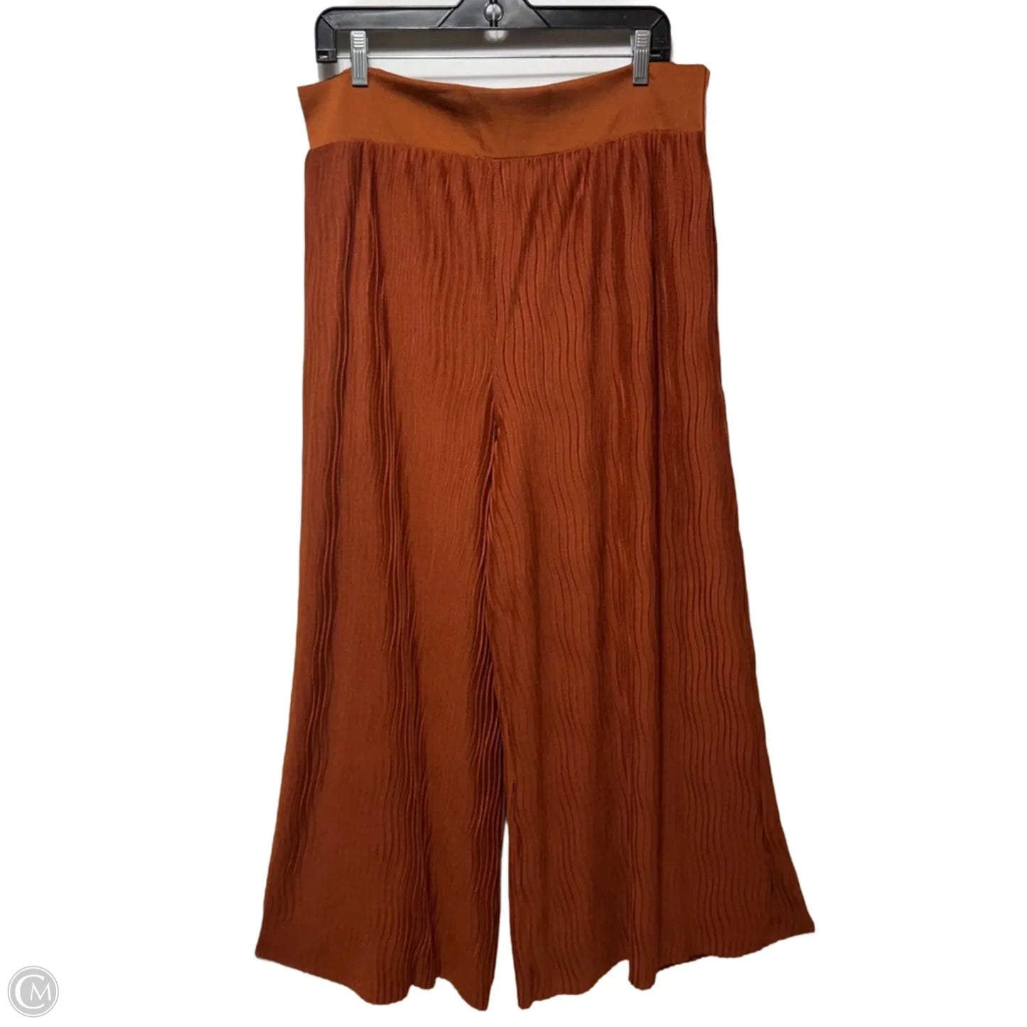 Wavy Plisse Palazzo Pants By Anthropologie In Copper, Size: L