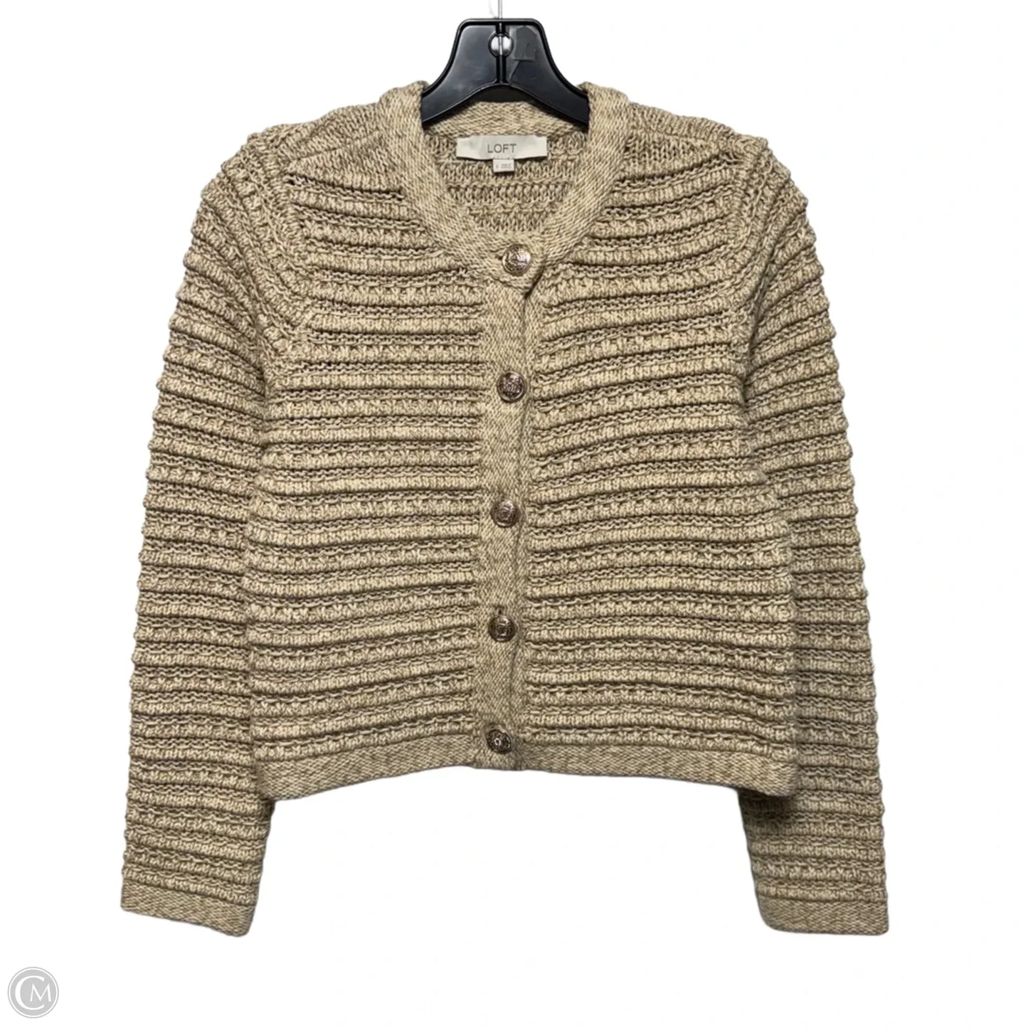 Sweater Cardigan By Loft In Tan, Size: S