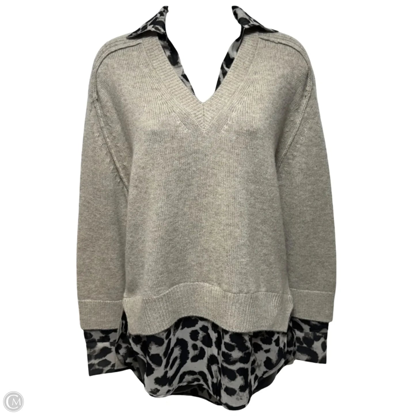 The Looker Layered Cashmere/Wool V Neck Sweater By Brochu Walker In Taupe, Size: XS