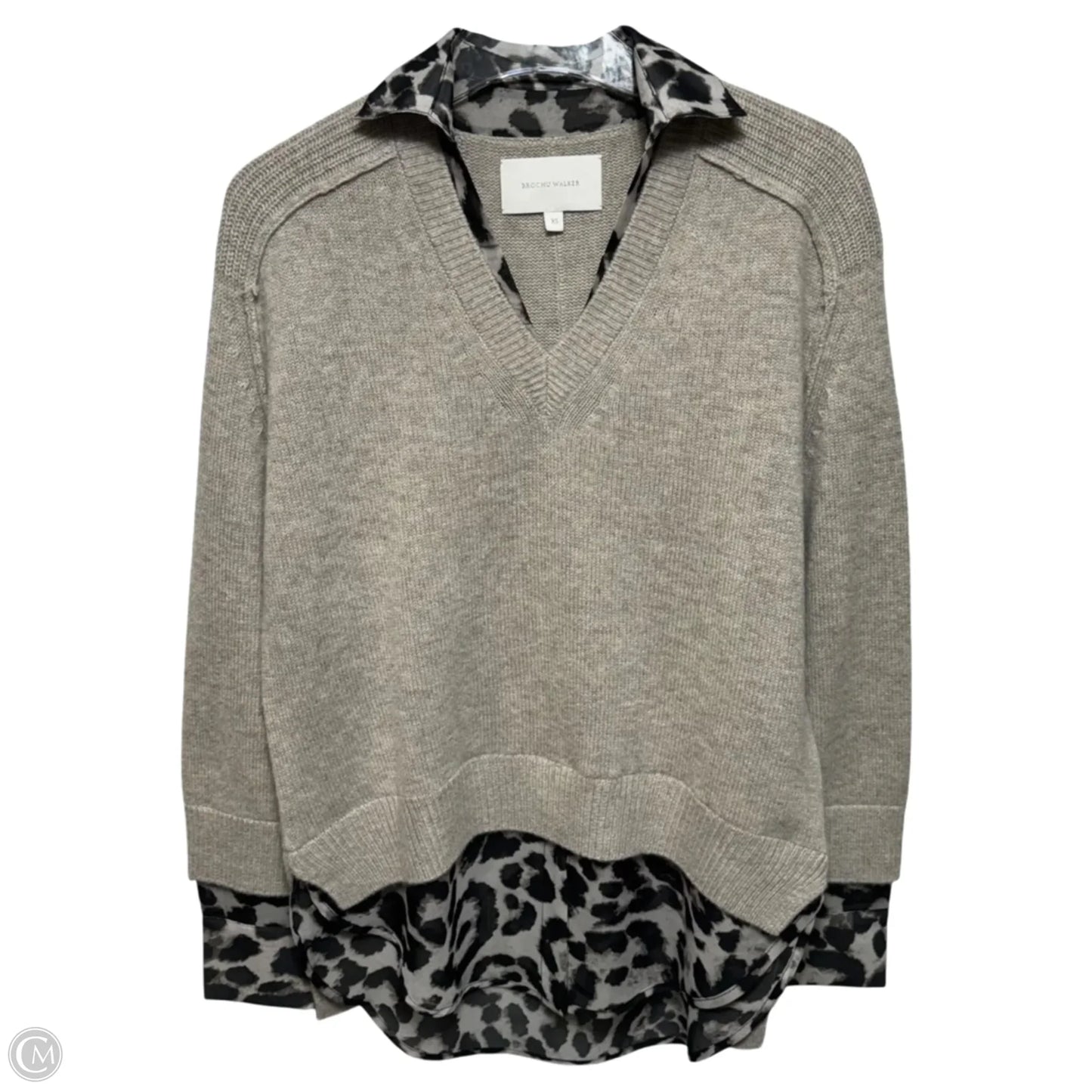 The Looker Layered Cashmere/Wool V Neck Sweater By Brochu Walker In Taupe, Size: XS