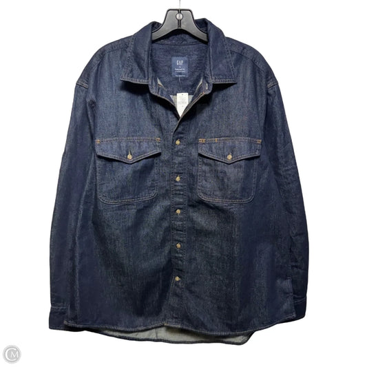 Jacket Shirt By Gap In Blue Denim, Size: Xl