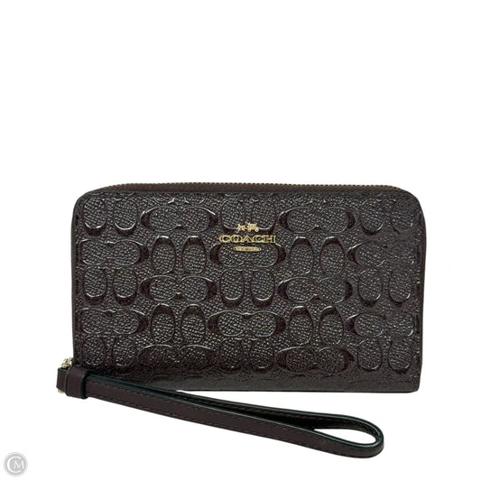 PHONE WALLET IN SIGNATURE DEBOSSED PATENT LEATHER Wallet Designer By Coach, Size: Medium