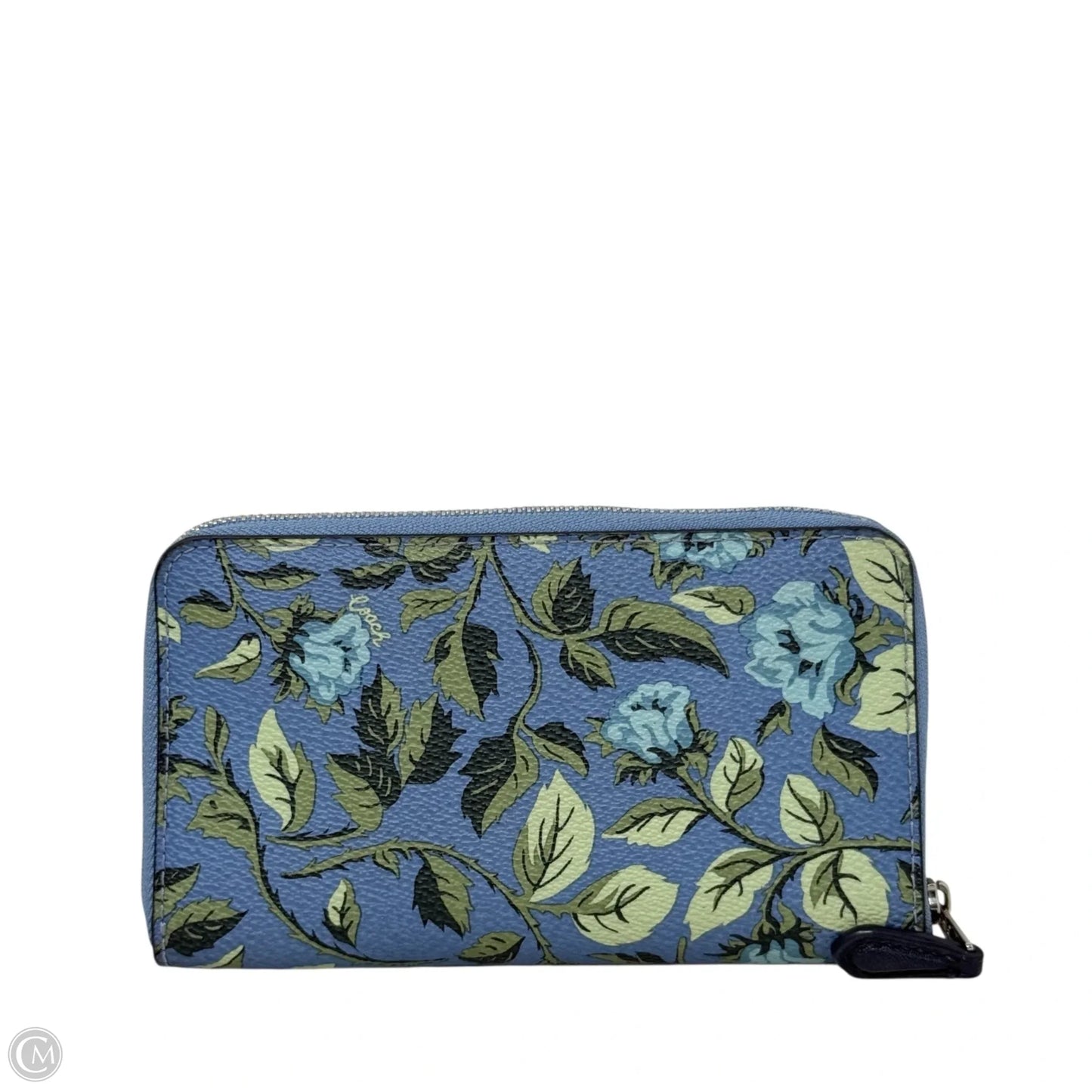 Medium Zip Around Wallet In Sleeping Rose Print Coated Canvas Designer By Coach, Size: Medium