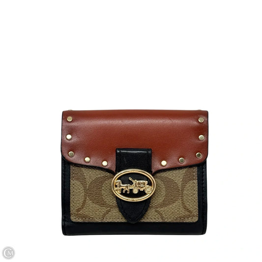 Georgie Small Wallet In Colorblock Signature Canvas with Rivets Designer By Coach, Size: Medium