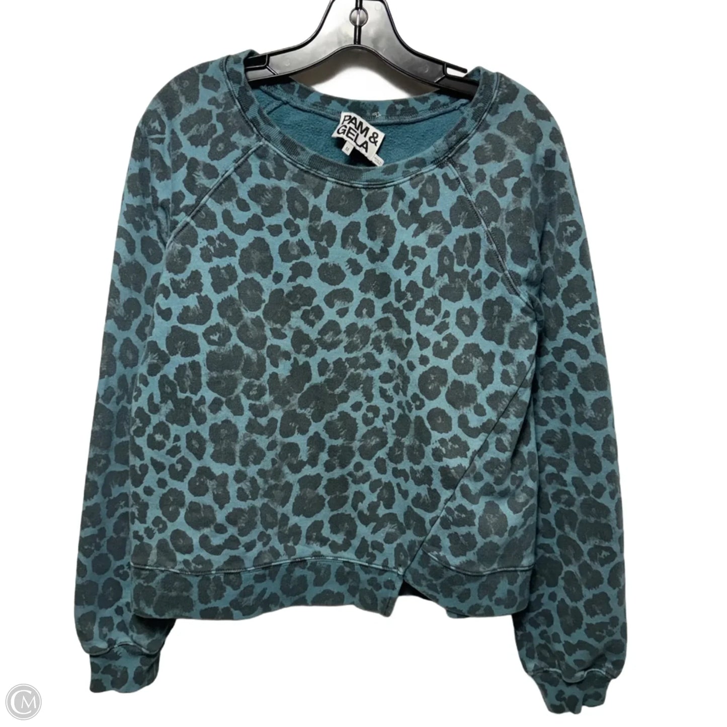 Leopard Asymmetric Crewneck Sweatshirt By Pam & Gela In Animal Print, Size: M