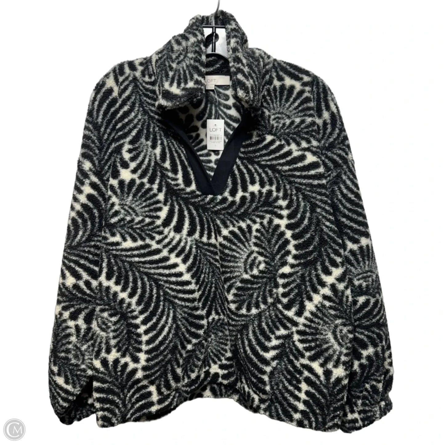 Sweater By Loft In Black & Cream, Size: L