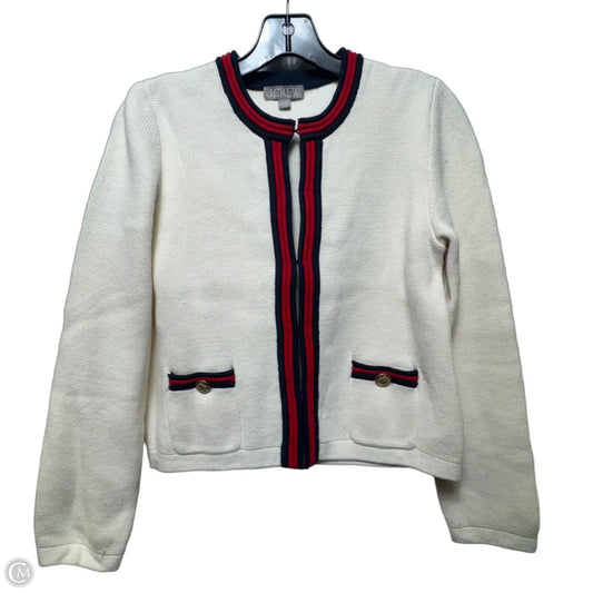 Sweater Cardigan By J. Crew In Blue & Red & White, Size: S