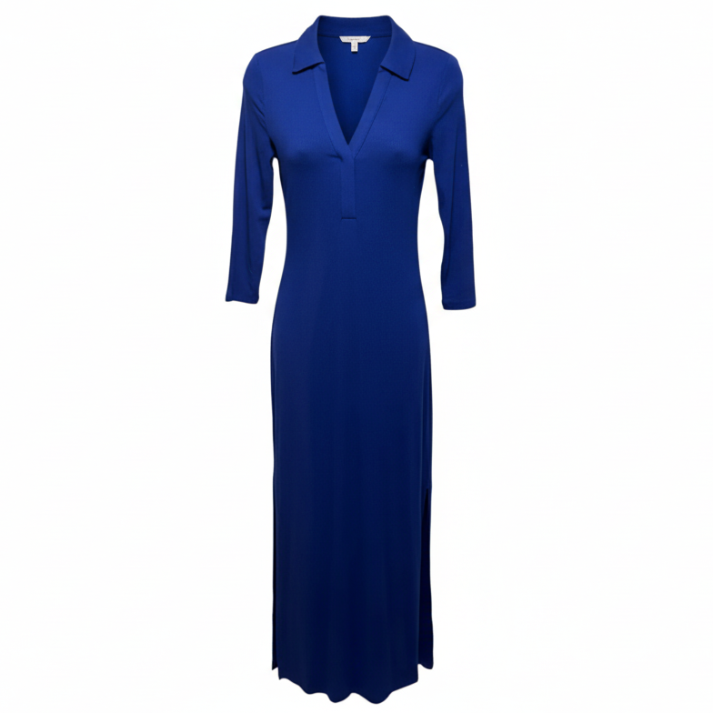 Ollie 3/4 Sleeve Maxi Polo Dress Designer By Lilly Pulitzer In Blue Med, Size: Xxs